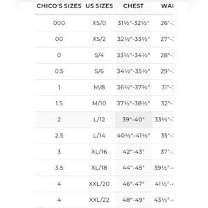 Chico's Size Chart